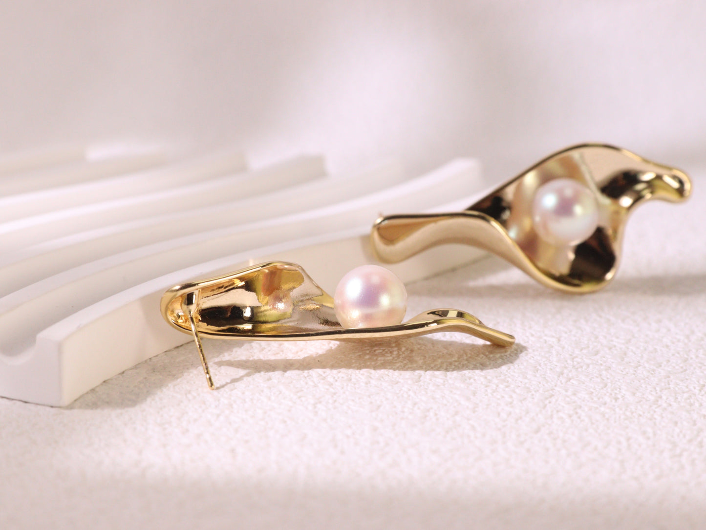 Abstract Leaf Pearl Statement Earrings