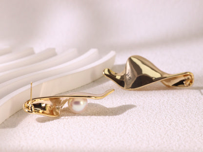 Abstract Leaf Pearl Statement Earrings