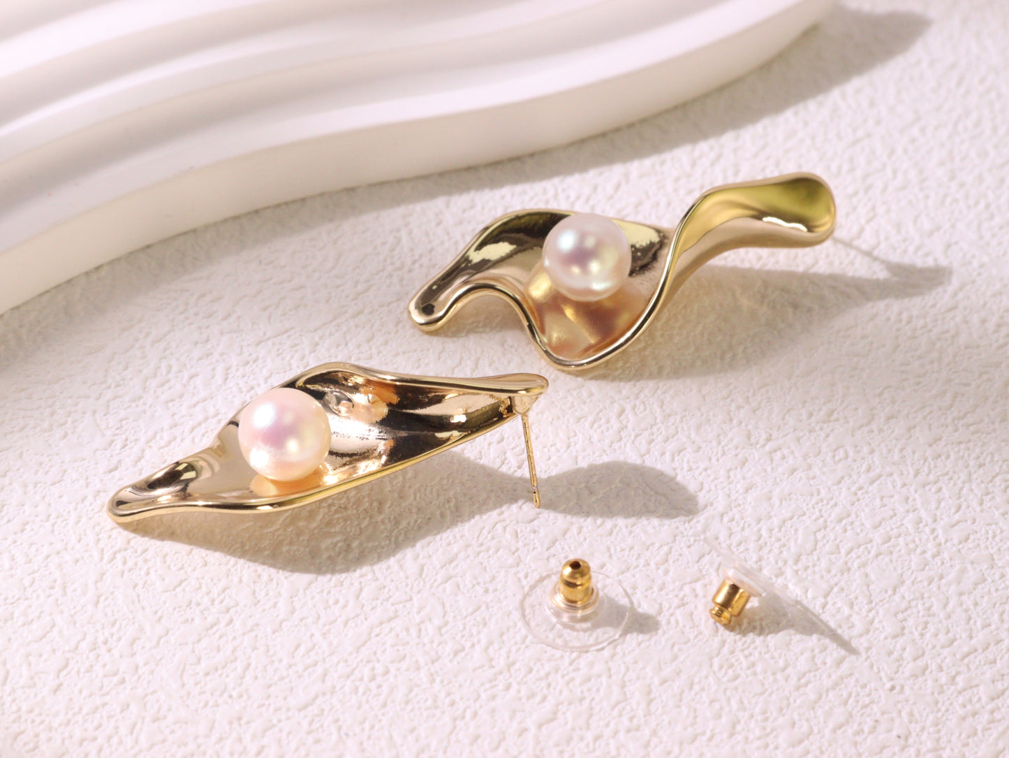 Abstract Leaf Pearl Statement Earrings