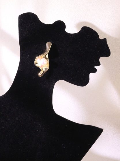 Abstract Leaf Pearl Statement Earrings
