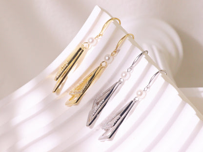 Asymmetrical Geometric Zircon Drop Earrings