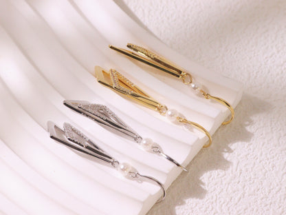 Asymmetrical Geometric Zircon Drop Earrings