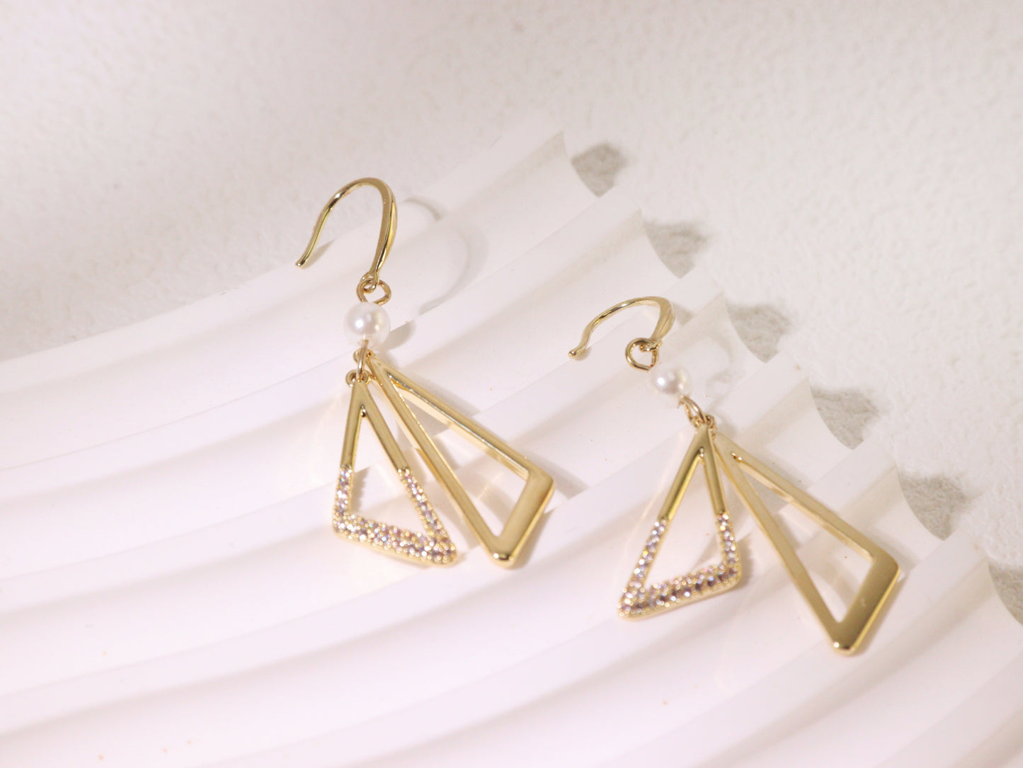 Asymmetrical Geometric Zircon Drop Earrings