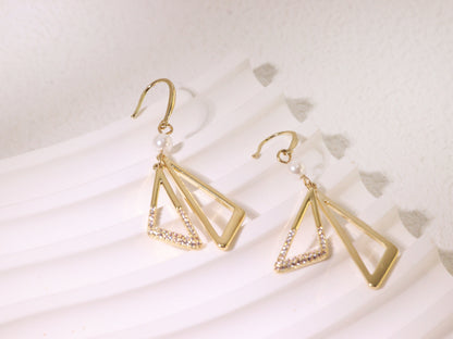 Asymmetrical Geometric Zircon Drop Earrings