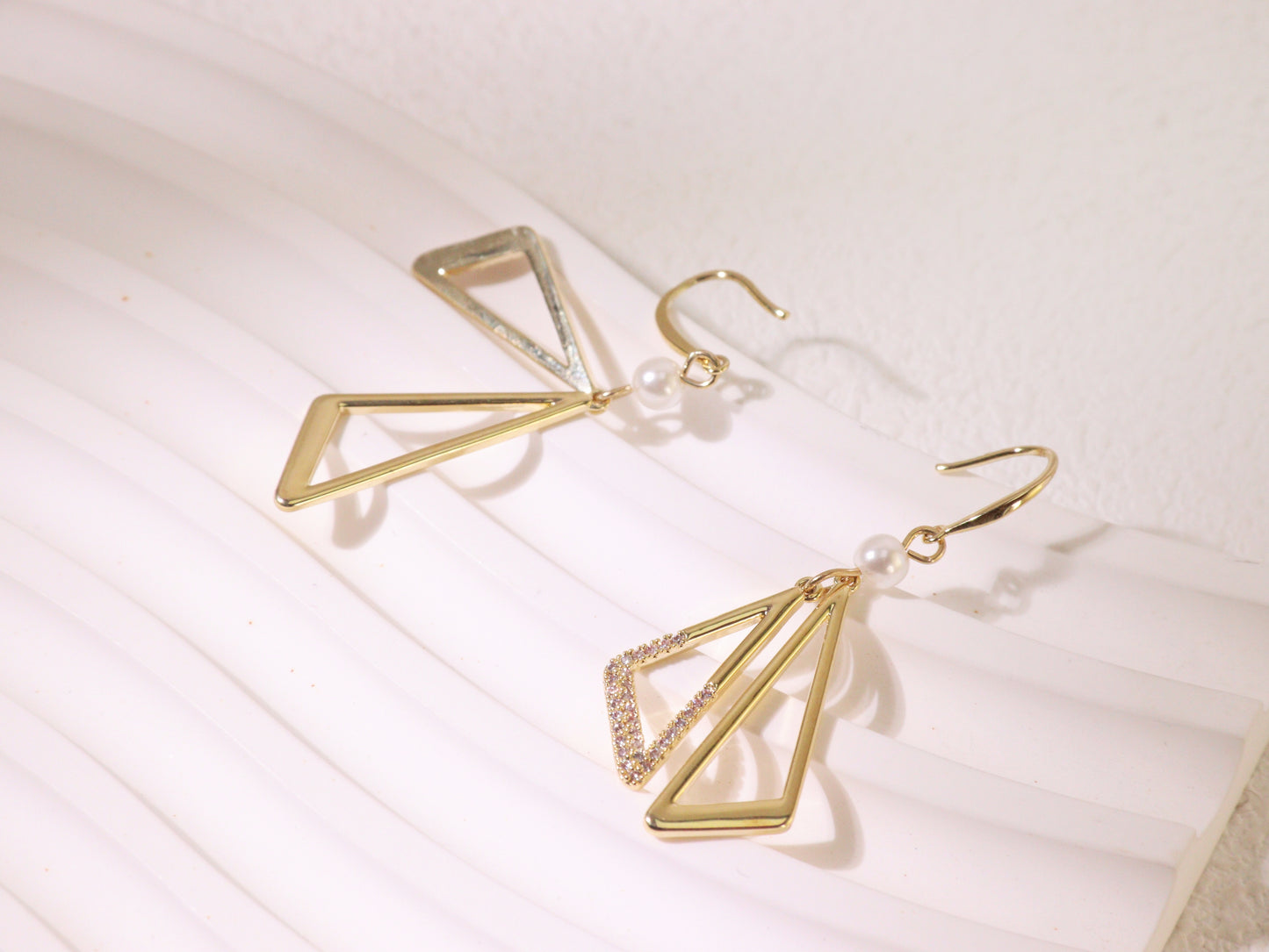 Asymmetrical Geometric Zircon Drop Earrings