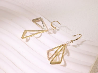 Asymmetrical Geometric Zircon Drop Earrings