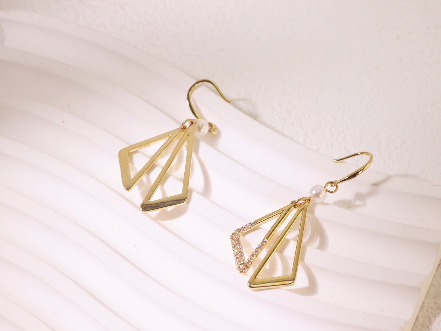 Asymmetrical Geometric Zircon Drop Earrings