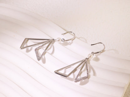 Asymmetrical Geometric Zircon Drop Earrings