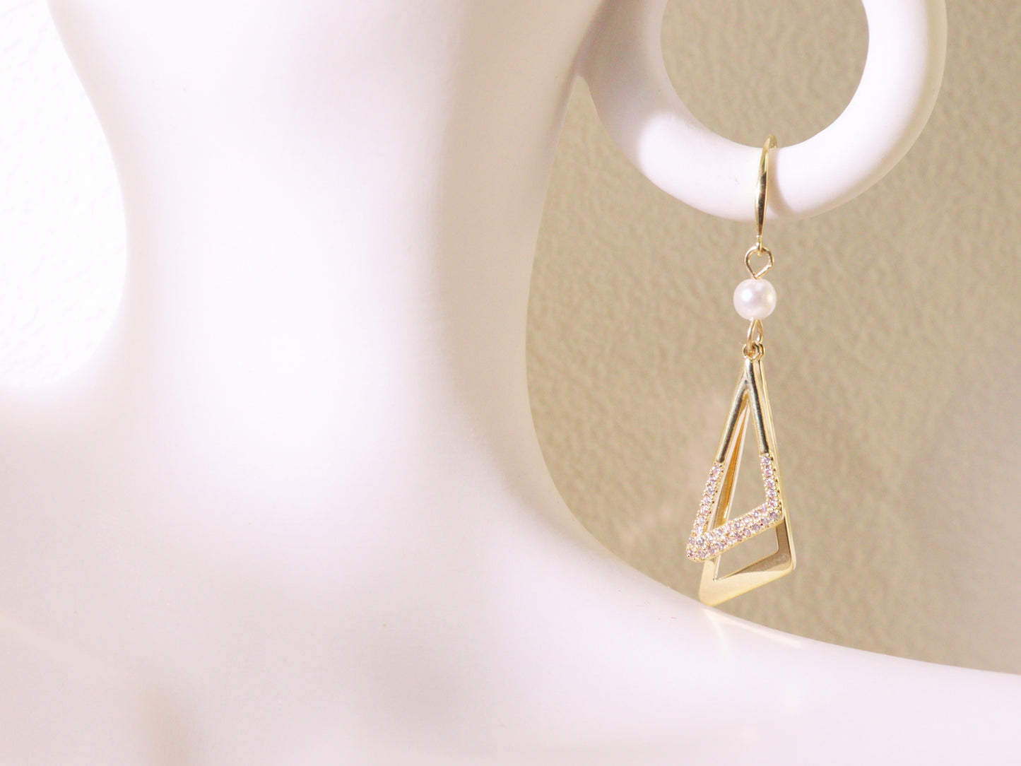 Asymmetrical Geometric Zircon Drop Earrings