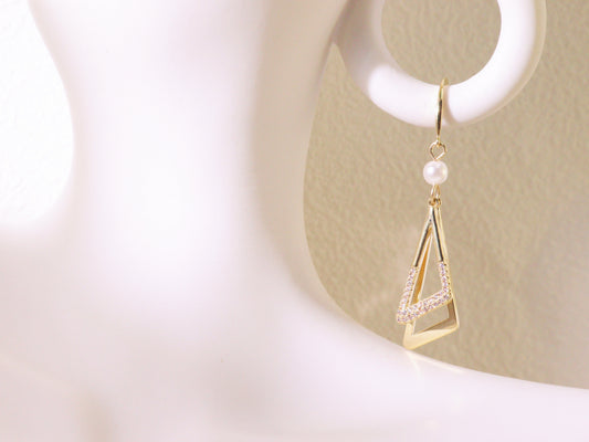 Asymmetrical Geometric Zircon Drop Earrings