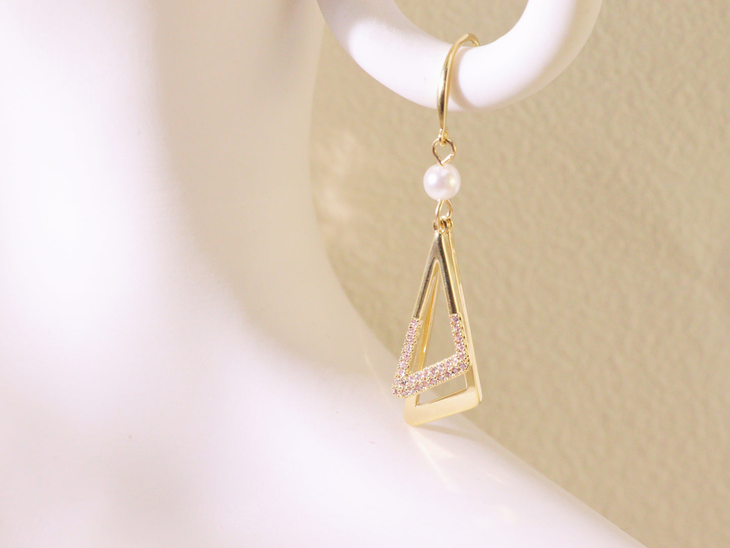 Asymmetrical Geometric Zircon Drop Earrings