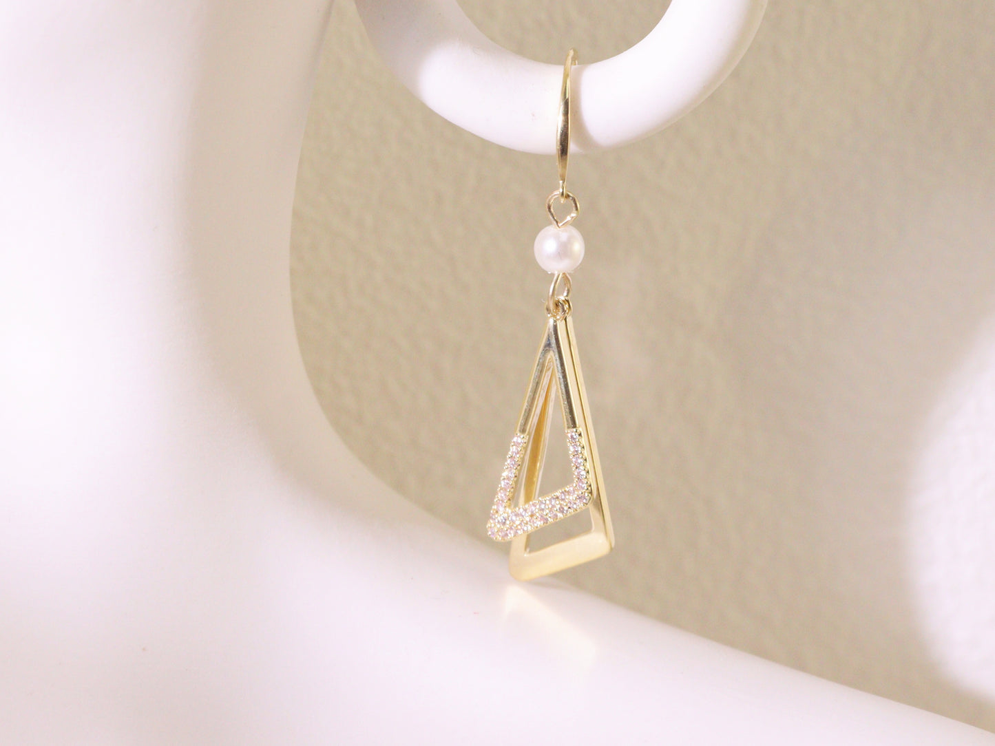 Asymmetrical Geometric Zircon Drop Earrings
