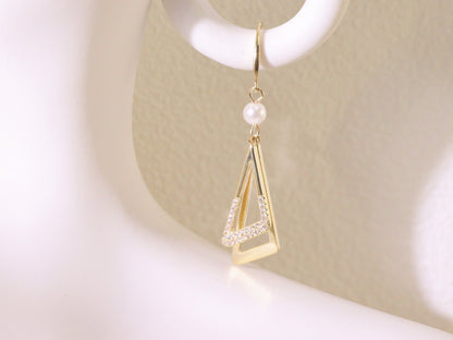 Asymmetrical Geometric Zircon Drop Earrings