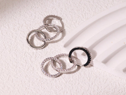 Triple Hoop Pavé Zircon Huggie Earrings