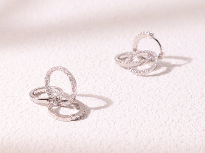 Triple Hoop Pavé Zircon Huggie Earrings