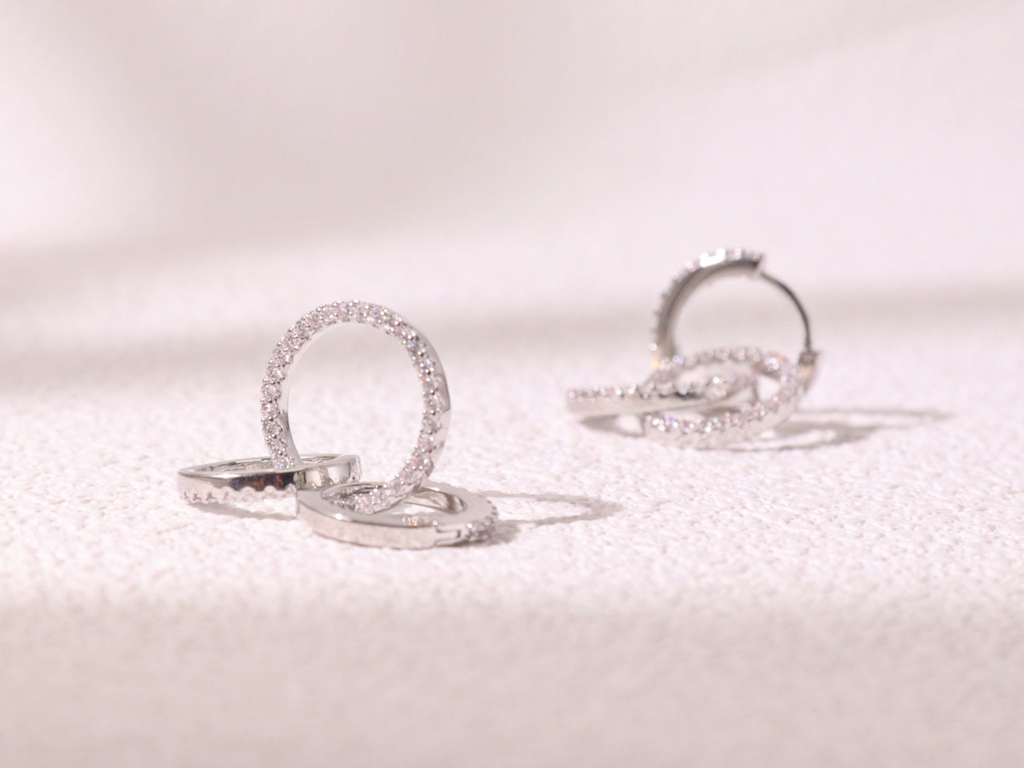 Triple Hoop Pavé Zircon Huggie Earrings