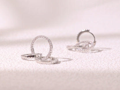 Triple Hoop Pavé Zircon Huggie Earrings