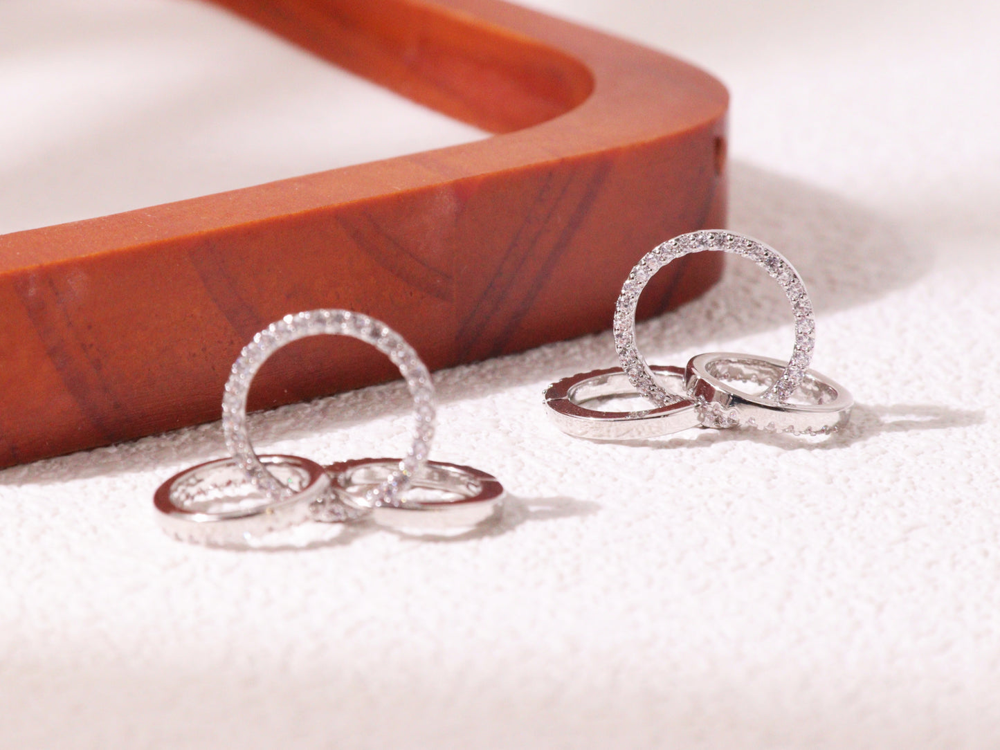 Triple Hoop Pavé Zircon Huggie Earrings