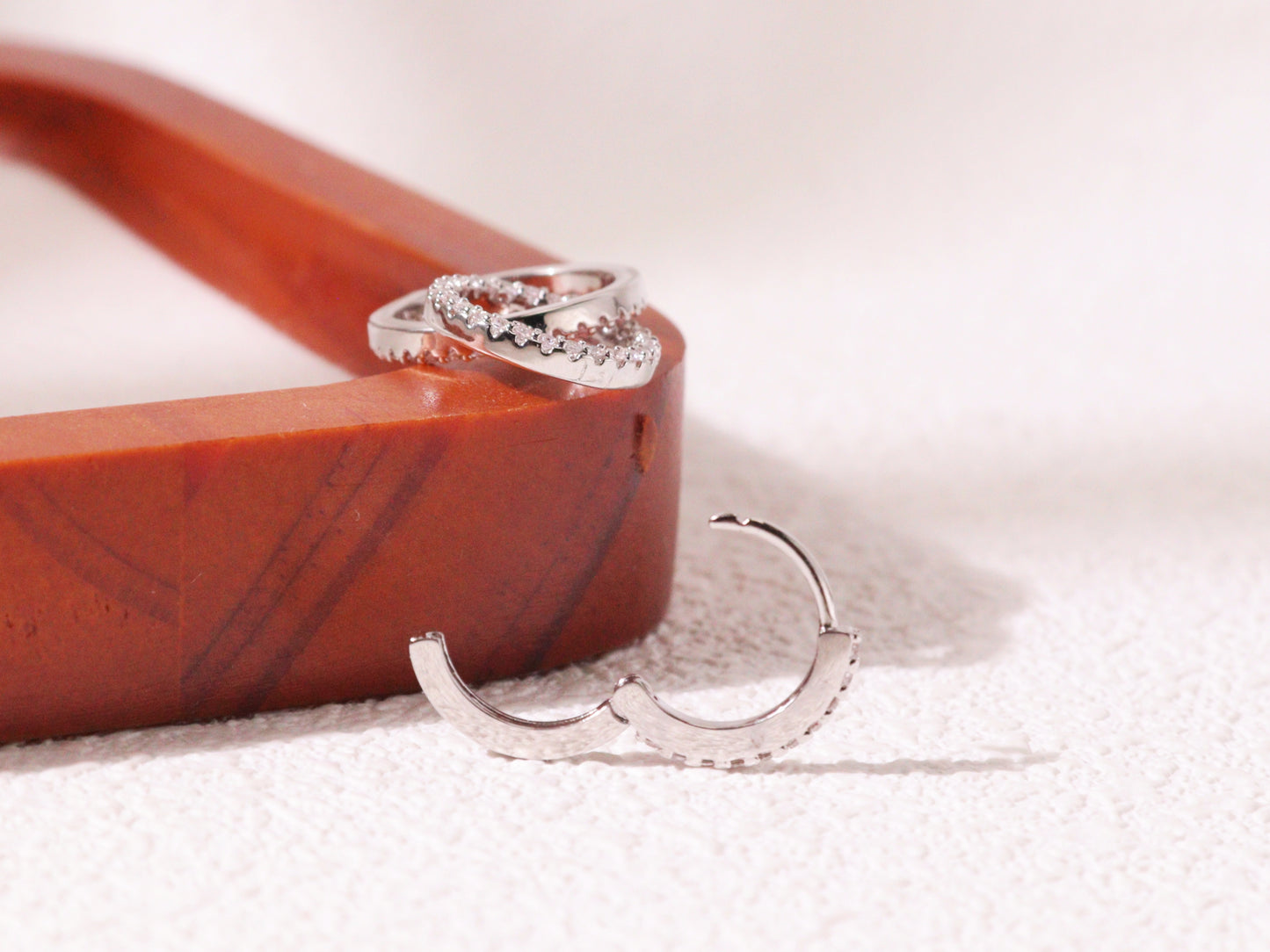 Triple Hoop Pavé Zircon Huggie Earrings