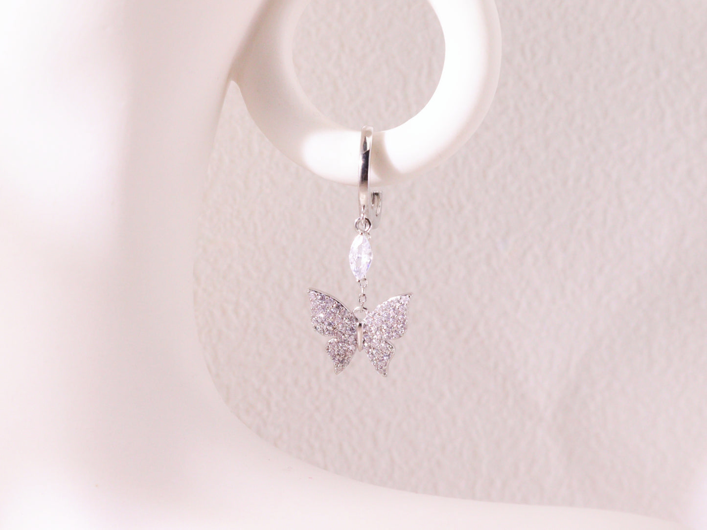 Sparkling Butterfly Charm Huggie Earrings