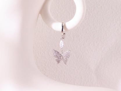 Sparkling Butterfly Charm Huggie Earrings