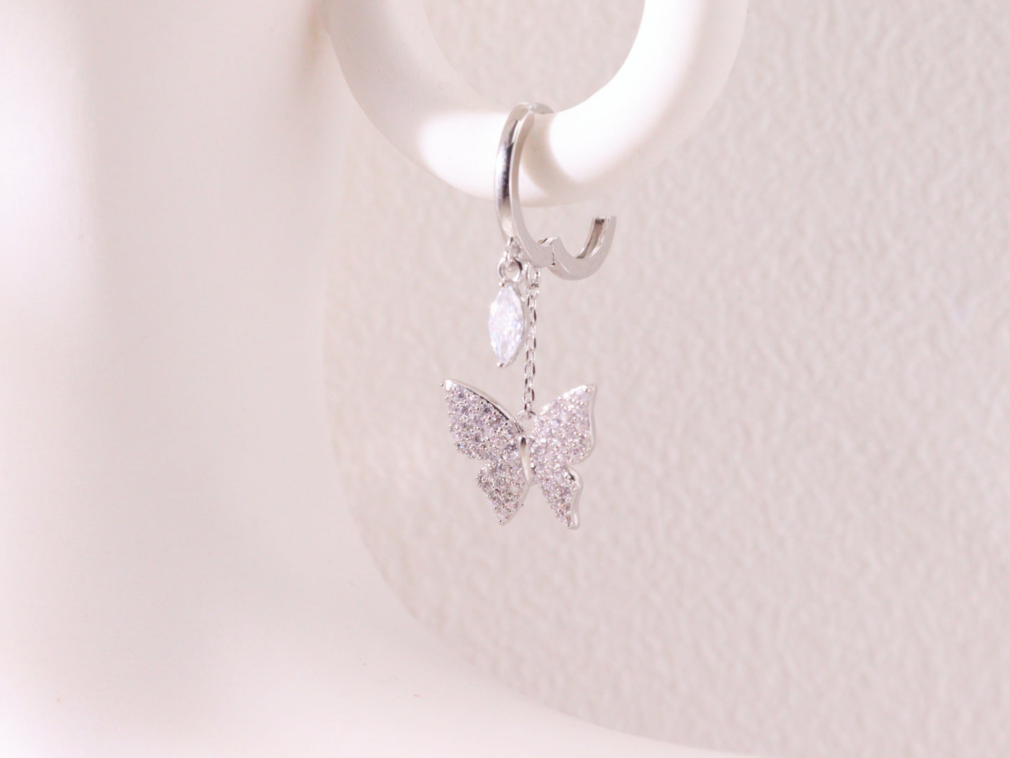 Sparkling Butterfly Charm Huggie Earrings