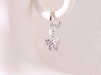 Sparkling Butterfly Charm Huggie Earrings