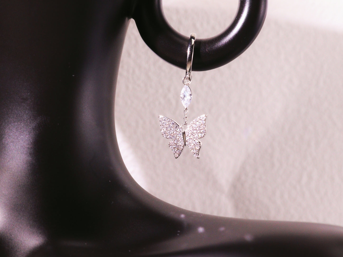 Sparkling Butterfly Charm Huggie Earrings
