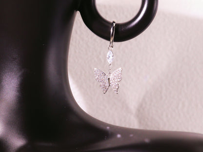 Sparkling Butterfly Charm Huggie Earrings