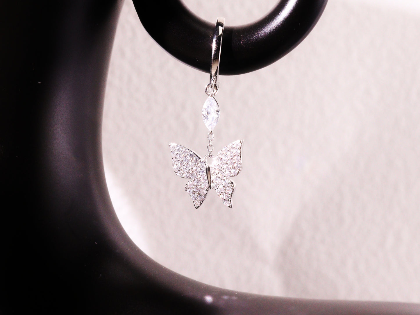 Sparkling Butterfly Charm Huggie Earrings