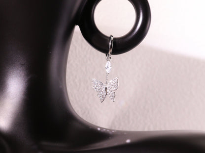Sparkling Butterfly Charm Huggie Earrings