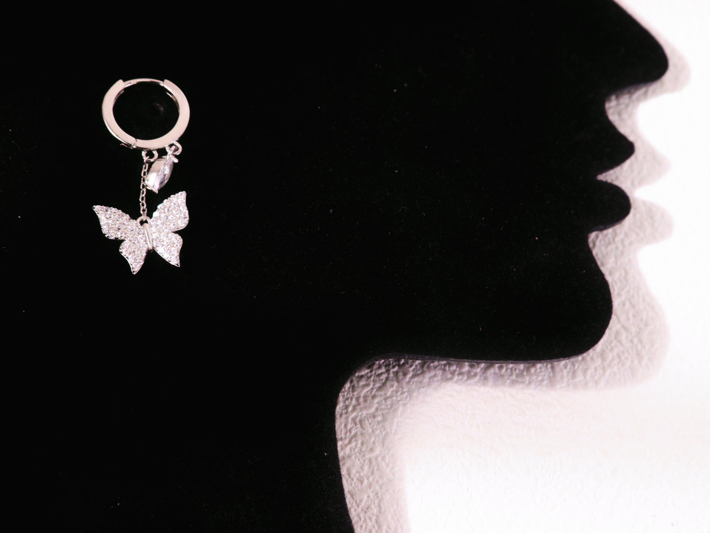 Sparkling Butterfly Charm Huggie Earrings