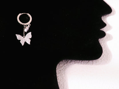 Sparkling Butterfly Charm Huggie Earrings