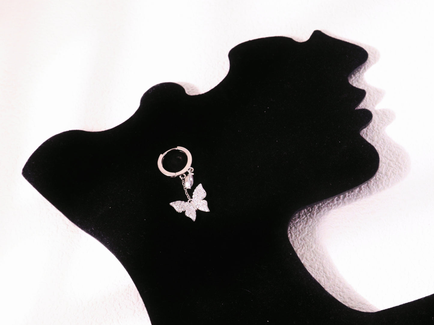 Sparkling Butterfly Charm Huggie Earrings