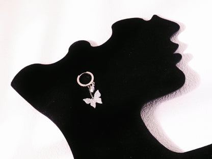 Sparkling Butterfly Charm Huggie Earrings