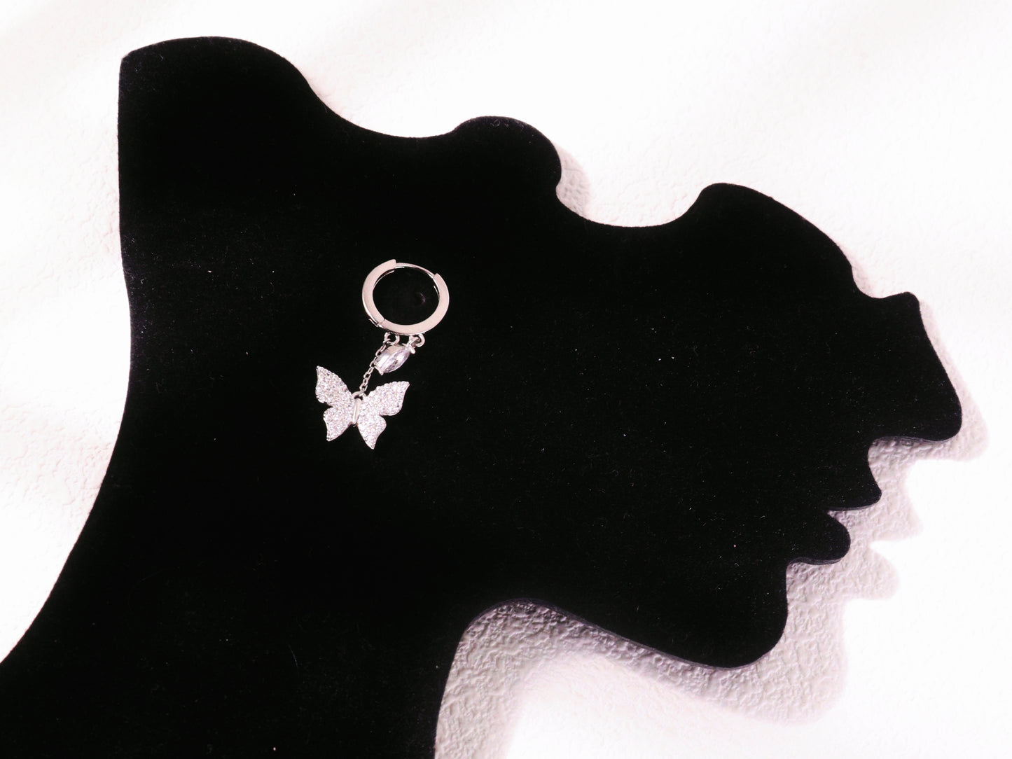 Sparkling Butterfly Charm Huggie Earrings