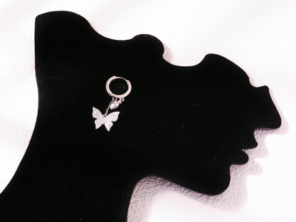 Sparkling Butterfly Charm Huggie Earrings