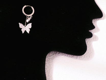 Sparkling Butterfly Charm Huggie Earrings