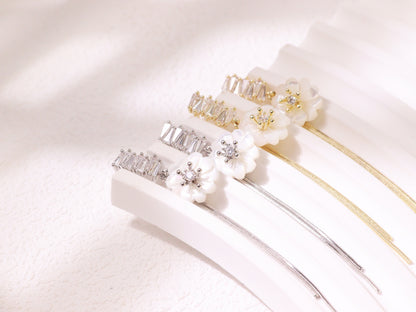 White Magnolia Tassel Drop Earrings