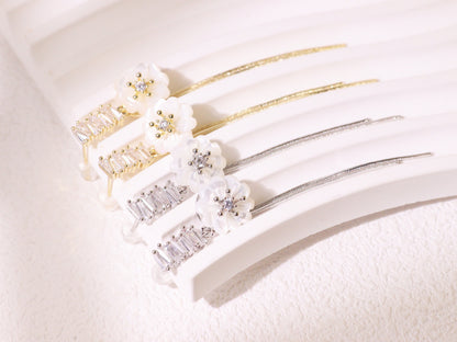 White Magnolia Tassel Drop Earrings
