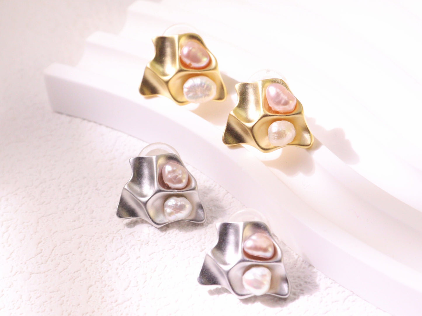 Organic Pearl Sculptural Stud Earrings