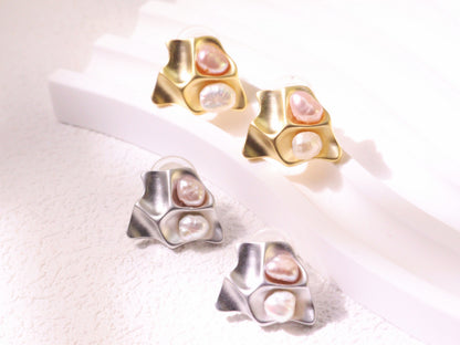 Organic Pearl Sculptural Stud Earrings