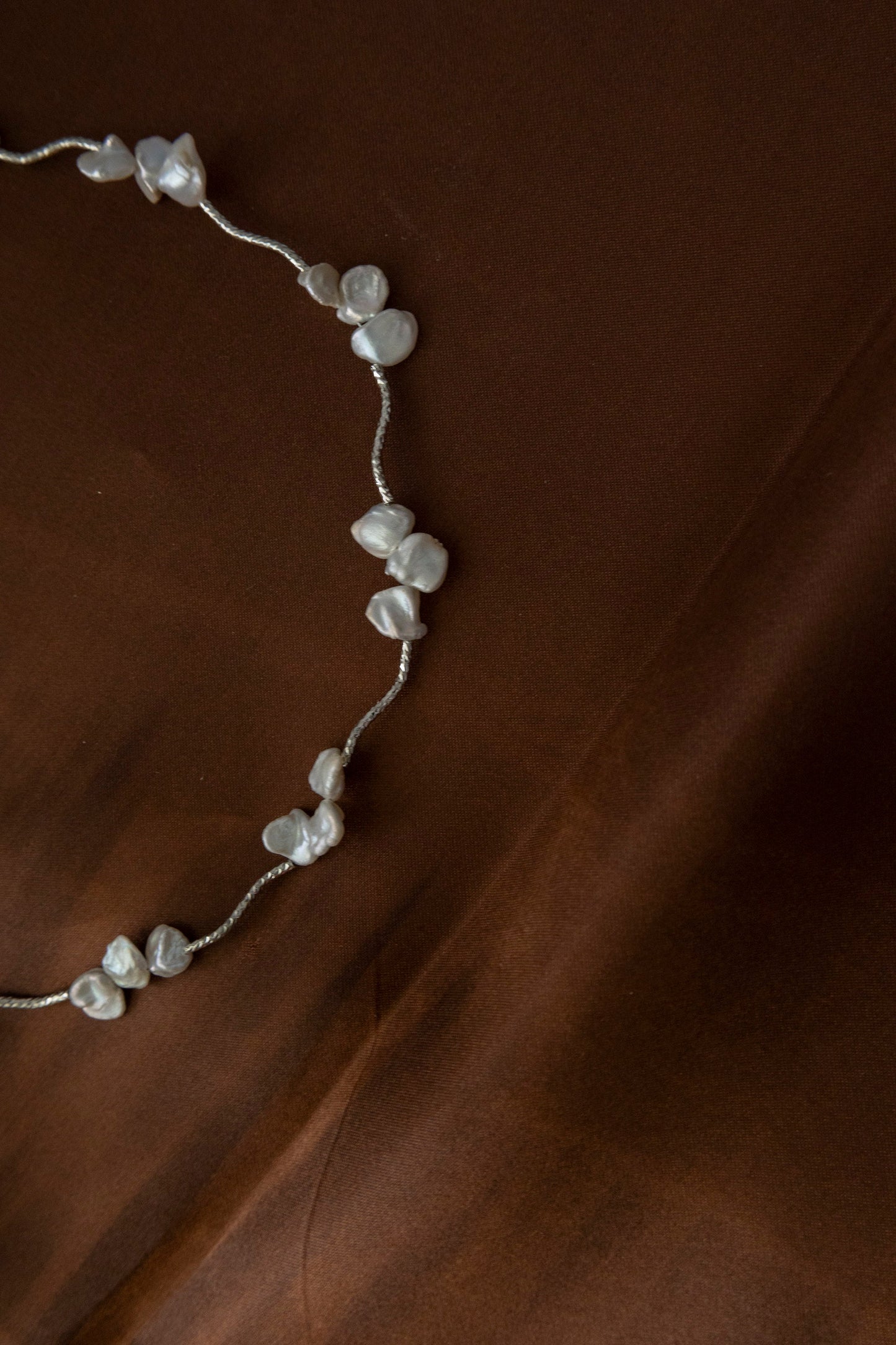 Petal Baroque Pearl S-Link Necklace - Crafted with Brass