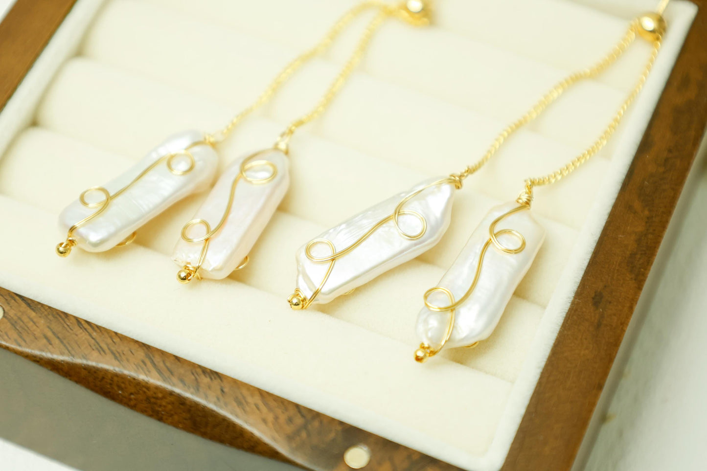Gold Baroque Pearl Drop Earrings - Crafted with Brass