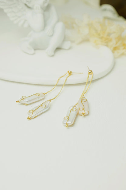Gold Baroque Pearl Drop Earrings - Crafted with Brass