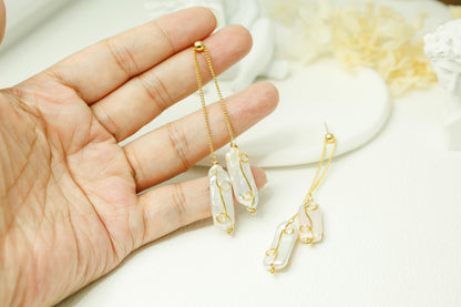 Gold Baroque Pearl Drop Earrings - Crafted with Brass