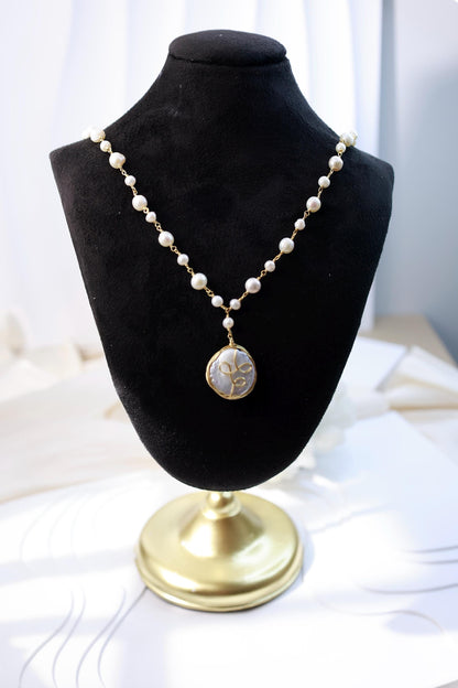 Baroque Pearl Pendant Necklace - Crafted with Brass