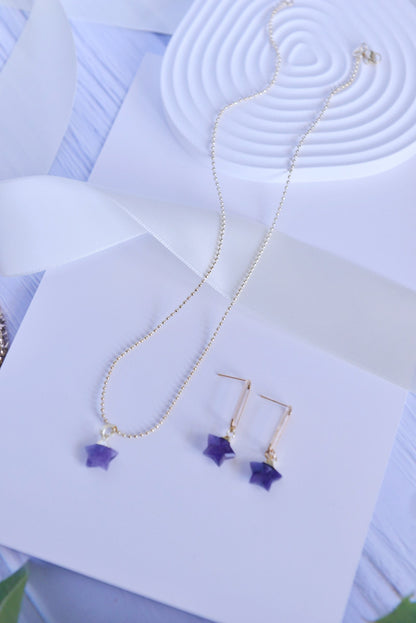 Amethyst & Persian Agate Pentagon Dangles