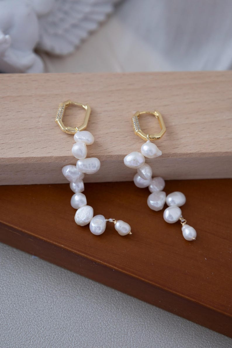 Bridal Laurel Leaf Pearl Drop Earrings