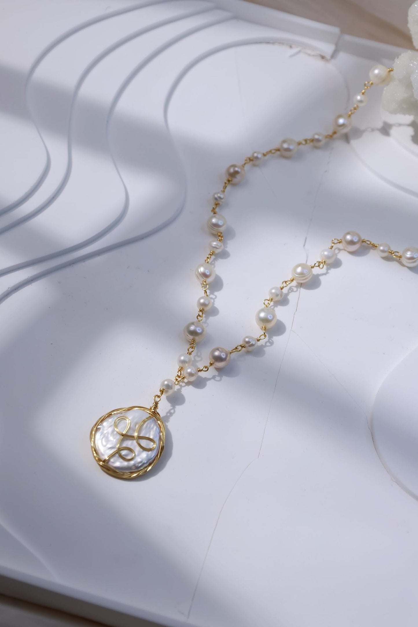 Baroque Pearl Pendant Necklace - Crafted with Brass